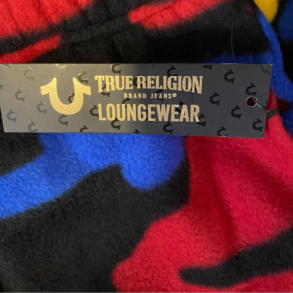 True Religion Fleece Lounge Pants Multicolor Camouflage Pockets Men’s Size Small